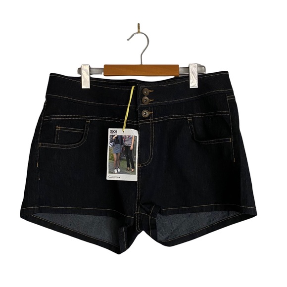 ASOS Women's Dark Wash Mini High Waisted Shorts - Picture 1 of 6